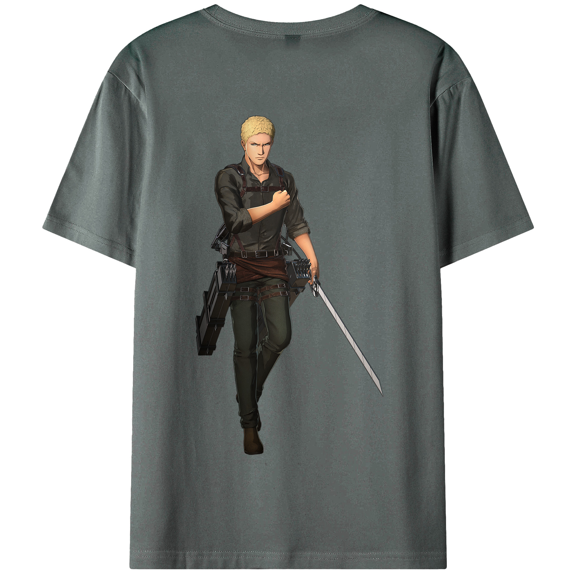 （画像用） 進撃の巨人 ライナー・ブラウン Attack on Titan Reiner Braun 綿100％半袖Tシャツ（背面プリント）